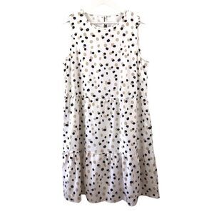 Pretty Garden sleeveless tan and black polka dot‎ dress size L